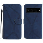 Custodia per telefono in pelle goffrata con cuciture, For Google Pixel 7, For Google Pixel 7 Pro, For Google Pixel 7a, For Google Pixel 6