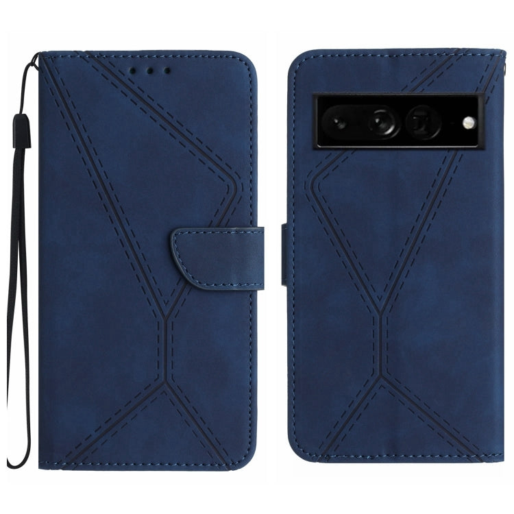 Custodia per telefono in pelle goffrata con cuciture, For Google Pixel 7, For Google Pixel 7 Pro, For Google Pixel 7a, For Google Pixel 6