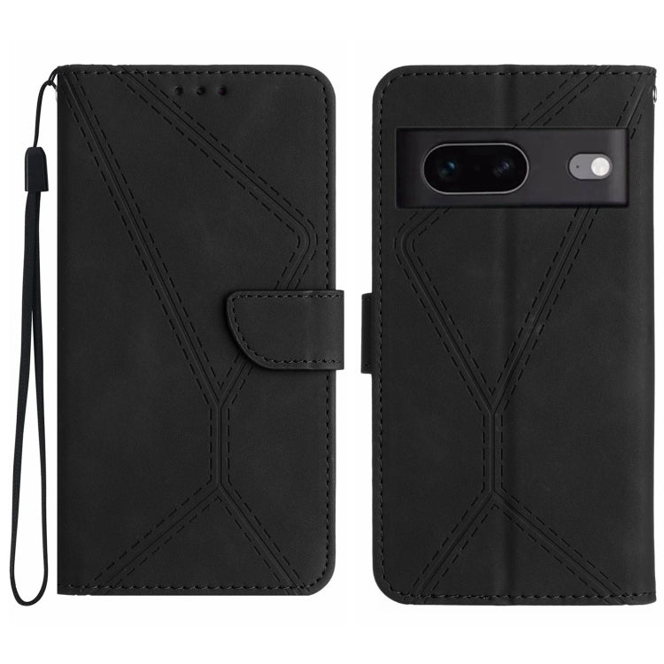 Custodia per telefono in pelle goffrata con cuciture, For Google Pixel 7, For Google Pixel 7 Pro, For Google Pixel 7a, For Google Pixel 6