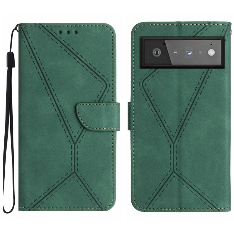 Custodia per telefono in pelle goffrata con cuciture, For Google Pixel 7, For Google Pixel 7 Pro, For Google Pixel 7a, For Google Pixel 6