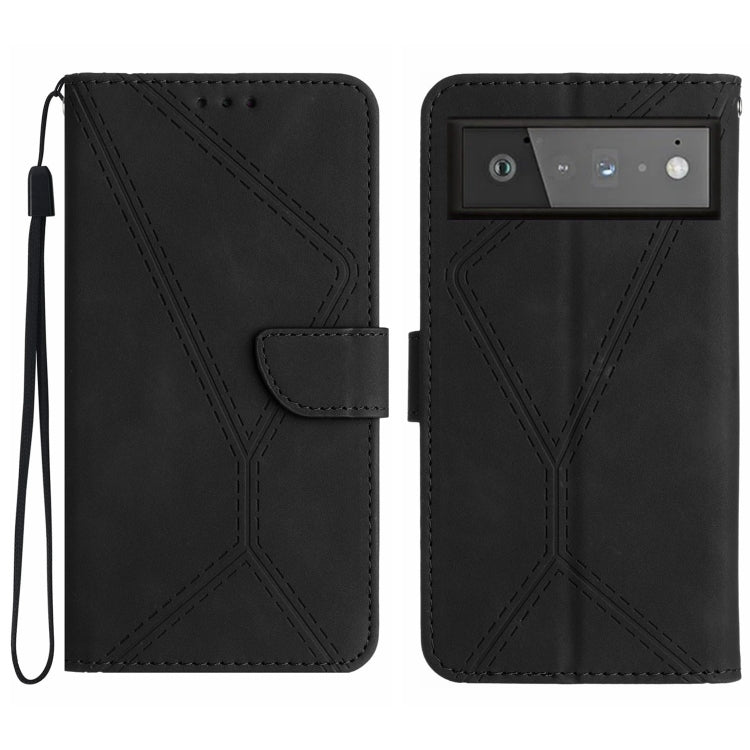 Custodia per telefono in pelle goffrata con cuciture, For Google Pixel 7, For Google Pixel 7 Pro, For Google Pixel 7a, For Google Pixel 6