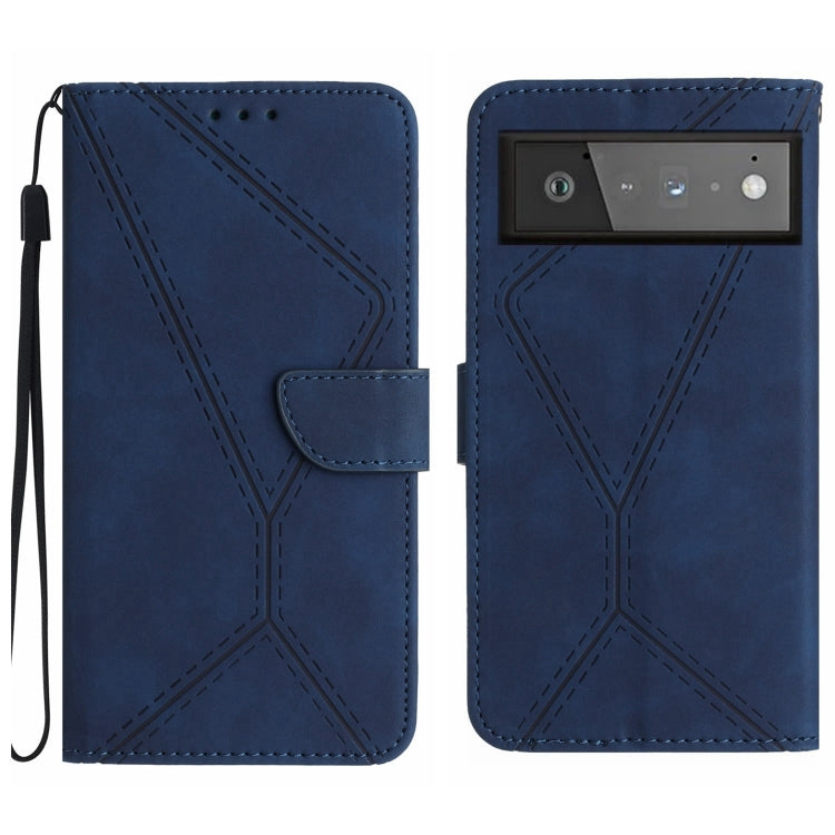 Custodia per telefono in pelle goffrata con cuciture, For Google Pixel 7, For Google Pixel 7 Pro, For Google Pixel 7a, For Google Pixel 6