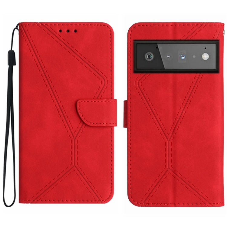 Custodia per telefono in pelle goffrata con cuciture, For Google Pixel 6 Pro, For Google Pixel 6a