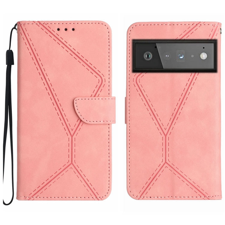 Custodia per telefono in pelle goffrata con cuciture, For Google Pixel 6 Pro, For Google Pixel 6a