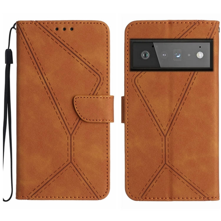 Custodia per telefono in pelle goffrata con cuciture, For Google Pixel 6 Pro, For Google Pixel 6a