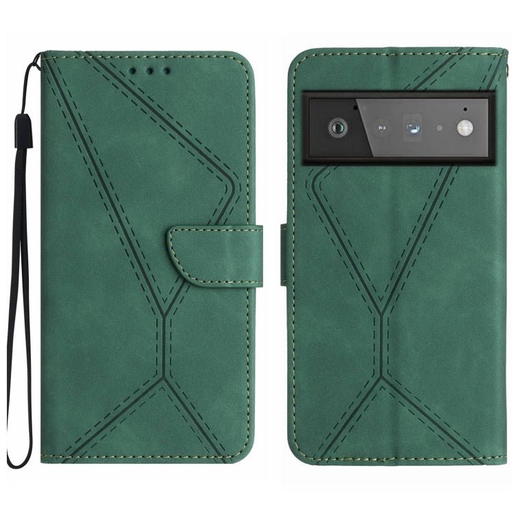 Custodia per telefono in pelle goffrata con cuciture, For Google Pixel 6 Pro, For Google Pixel 6a