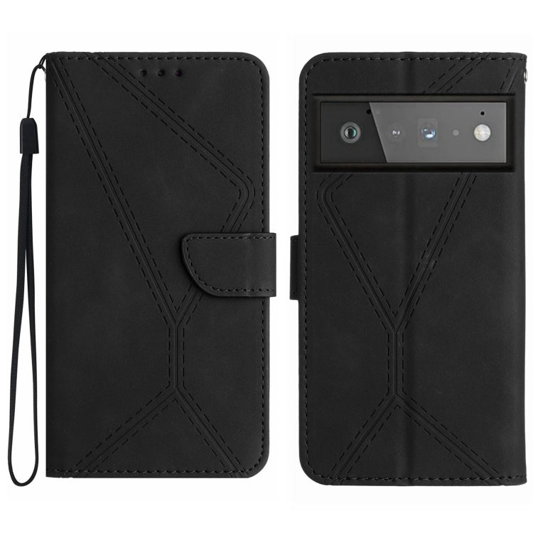 Custodia per telefono in pelle goffrata con cuciture, For Google Pixel 6 Pro, For Google Pixel 6a