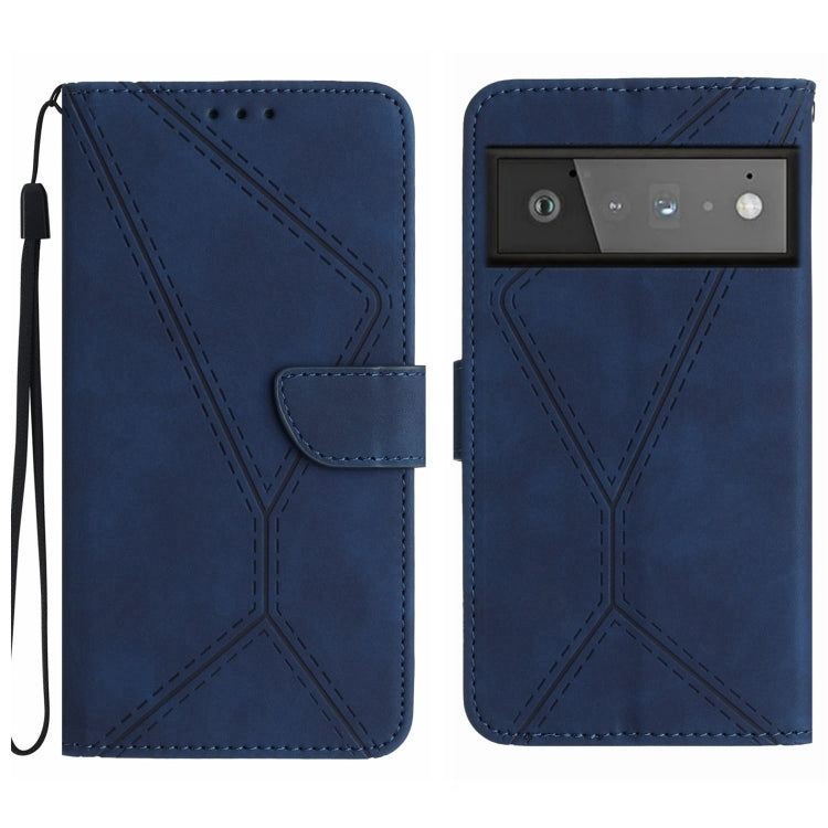 Custodia per telefono in pelle goffrata con cuciture, For Google Pixel 6 Pro, For Google Pixel 6a