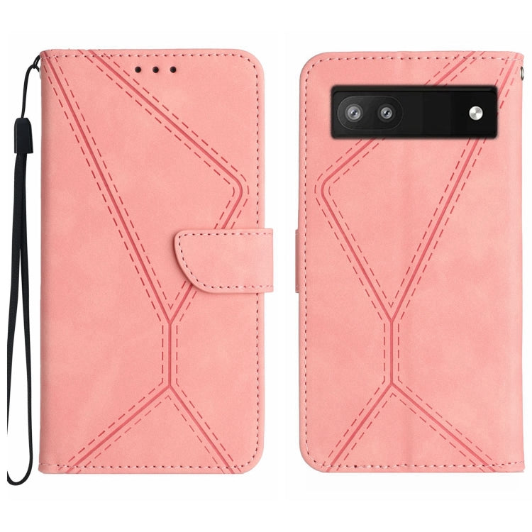 Custodia per telefono in pelle goffrata con cuciture, For Google Pixel 6 Pro, For Google Pixel 6a