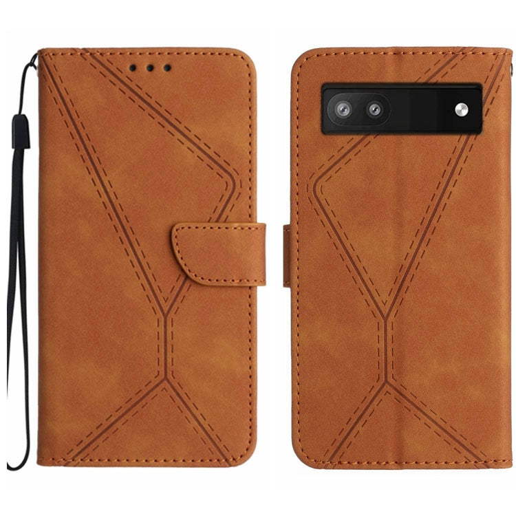Custodia per telefono in pelle goffrata con cuciture, For Google Pixel 6 Pro, For Google Pixel 6a