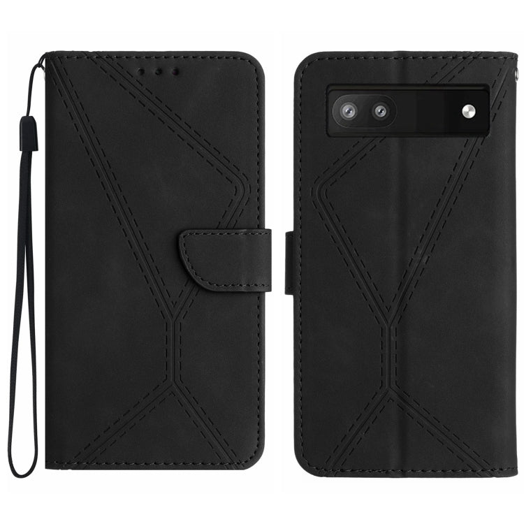 Custodia per telefono in pelle goffrata con cuciture, For Google Pixel 6 Pro, For Google Pixel 6a