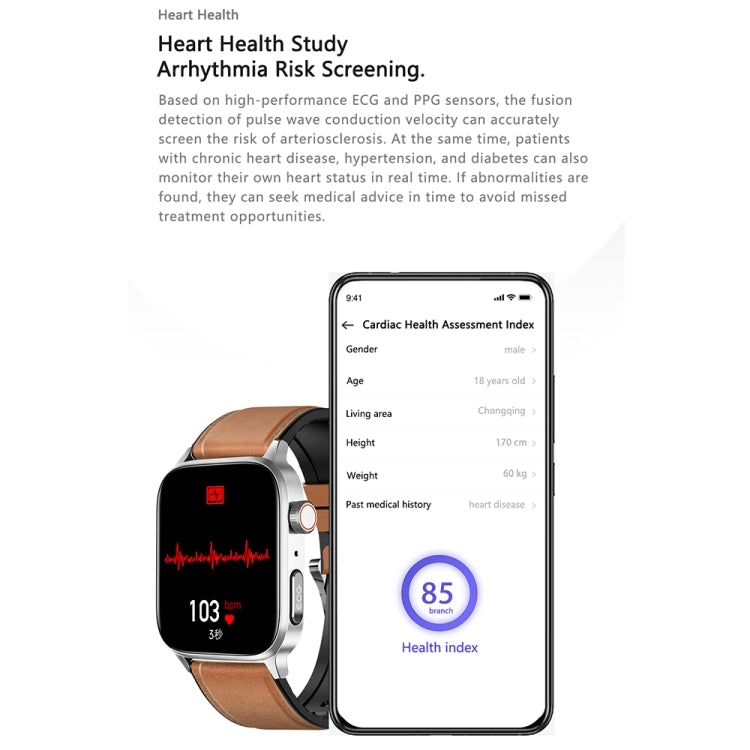 GT22 Schermo TFT da 1,85 pollici Orologio intelligente per la salute della fascia in silicone, supporto per chiamata Bluetooth / Plateau Ossigeno nel sangue / Temperatura corporea / Aritmia / Monitoraggio della frequenza cardiaca TI, Silicone Band (Bla...