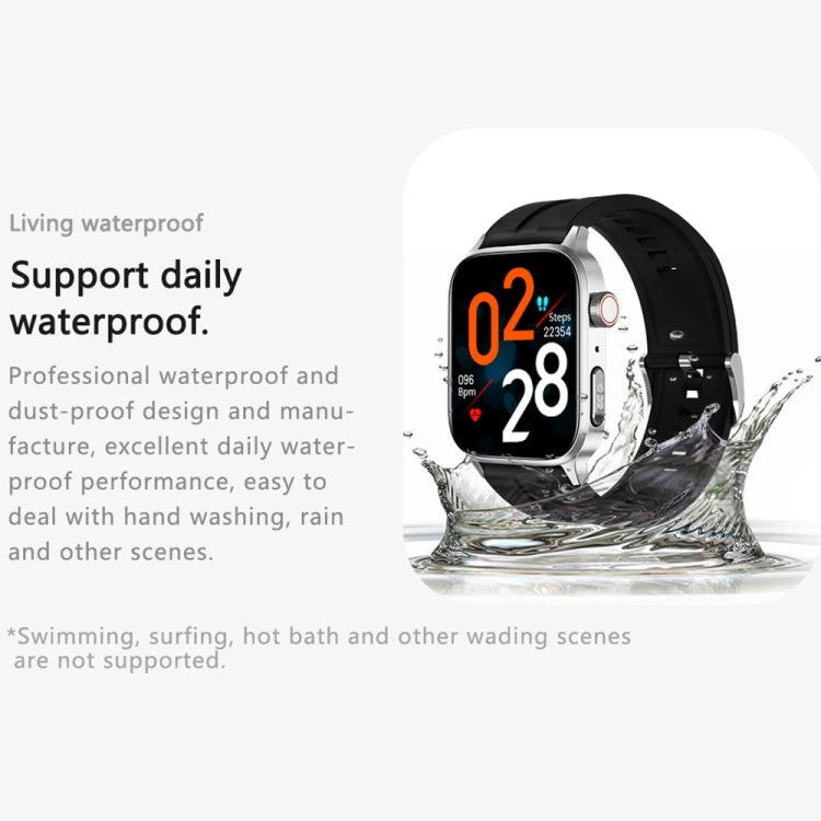 GT22 Schermo TFT da 1,85 pollici Orologio intelligente per la salute della fascia in silicone, supporto per chiamata Bluetooth / Plateau Ossigeno nel sangue / Temperatura corporea / Aritmia / Monitoraggio della frequenza cardiaca TI, Silicone Band (Bla...
