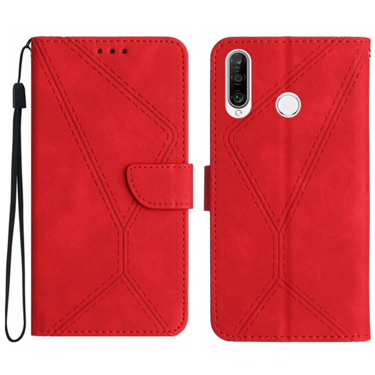 Custodia per telefono in pelle goffrata con cuciture, For Huawei P30 Lite/nova 4e