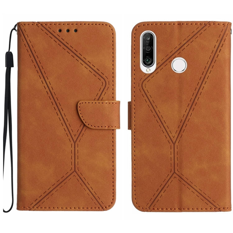 Custodia per telefono in pelle goffrata con cuciture, For Huawei P30 Lite/nova 4e
