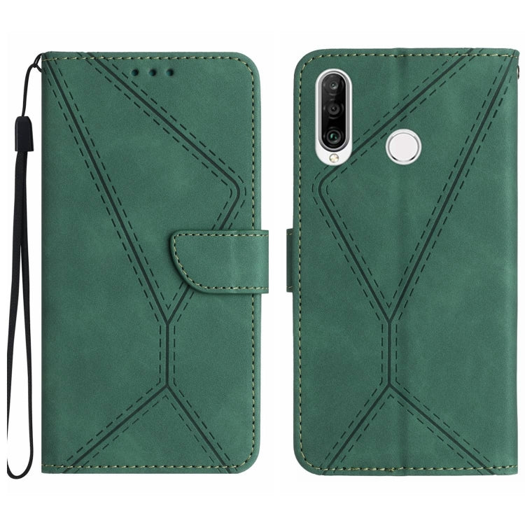 Custodia per telefono in pelle goffrata con cuciture, For Huawei P30 Lite/nova 4e