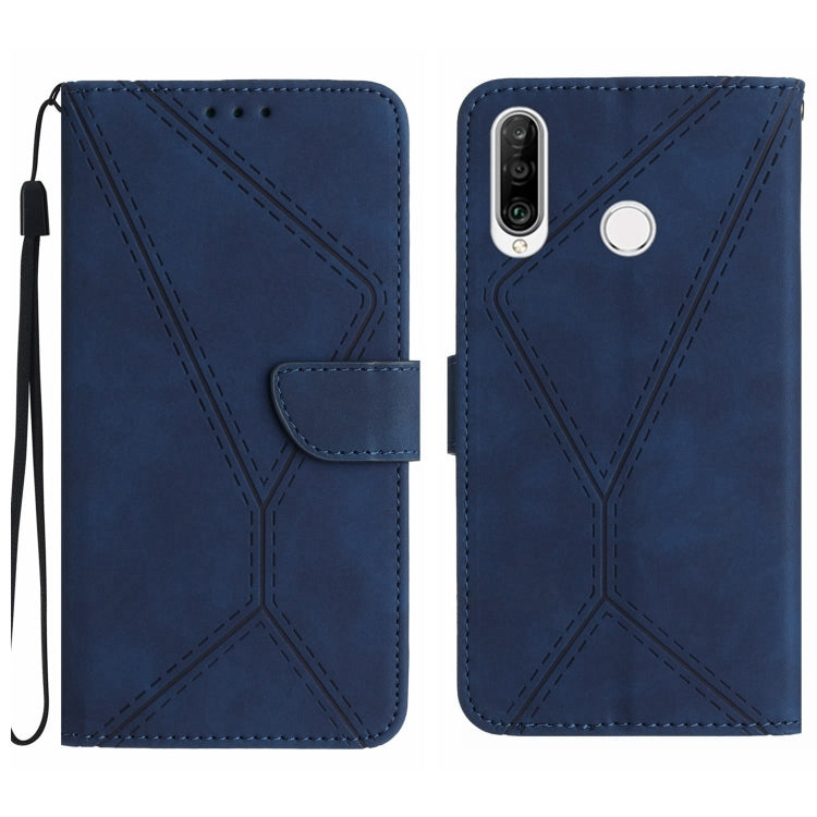 Custodia per telefono in pelle goffrata con cuciture, For Huawei P30 Lite/nova 4e