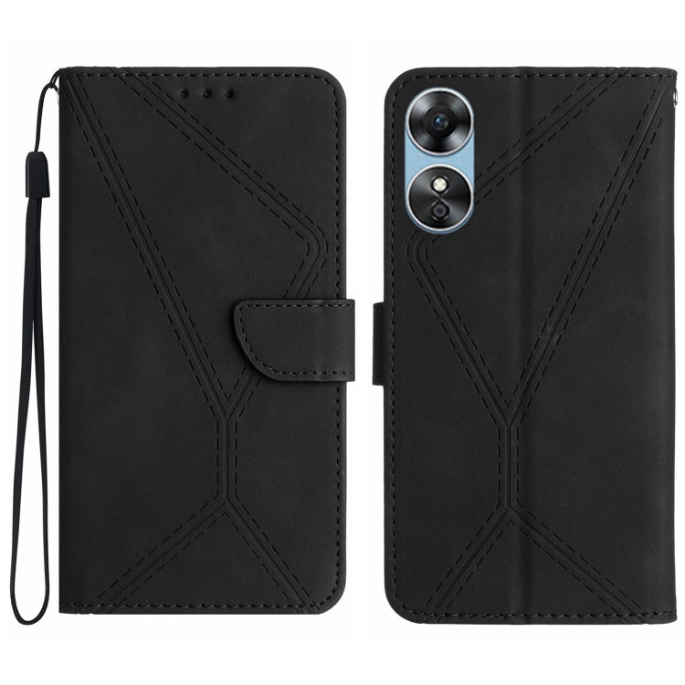 Custodia per telefono in pelle goffrata con cuciture, For OPPO A17 / A17K, For OPPO A54 4G / A16, For OPPO A54 5G / A74 5G, For OPPO A55s JP