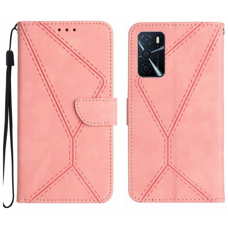 Custodia per telefono in pelle goffrata con cuciture, For OPPO A17 / A17K, For OPPO A54 4G / A16, For OPPO A54 5G / A74 5G, For OPPO A55s JP