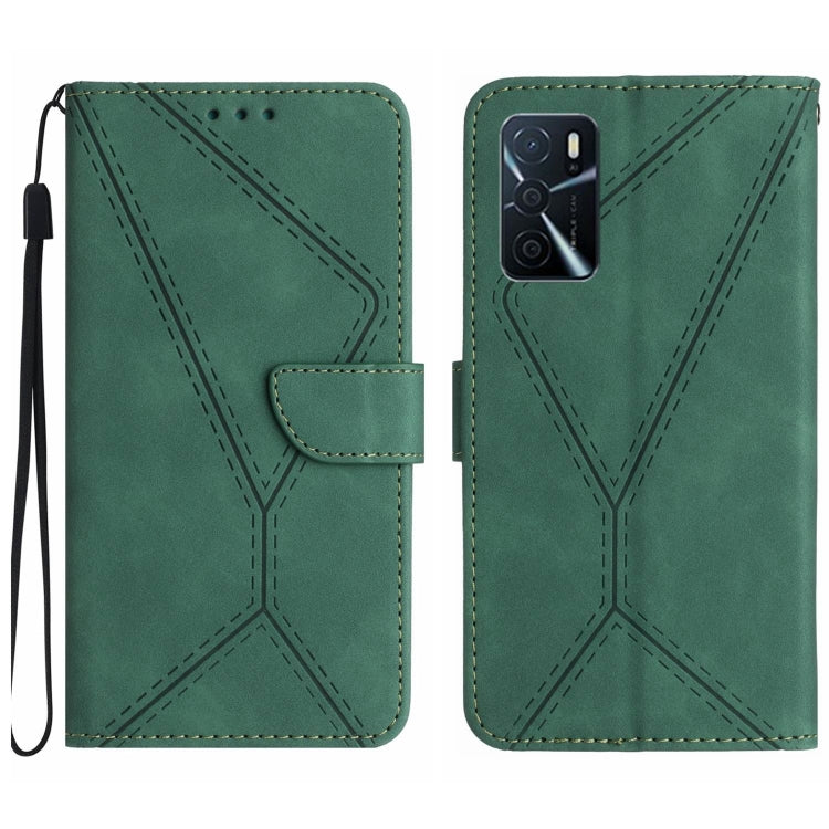 Custodia per telefono in pelle goffrata con cuciture, For OPPO A17 / A17K, For OPPO A54 4G / A16, For OPPO A54 5G / A74 5G, For OPPO A55s JP