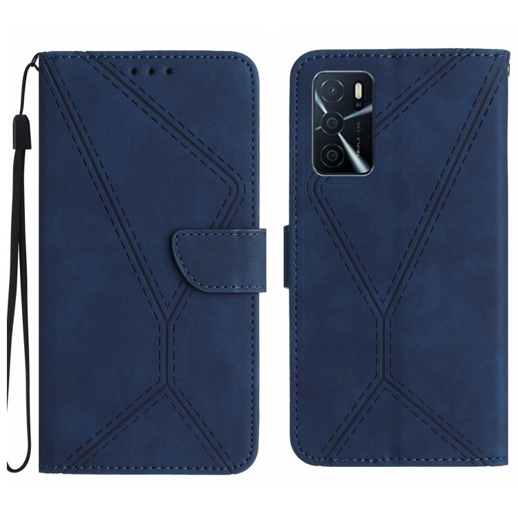 Custodia per telefono in pelle goffrata con cuciture, For OPPO A17 / A17K, For OPPO A54 4G / A16, For OPPO A54 5G / A74 5G, For OPPO A55s JP