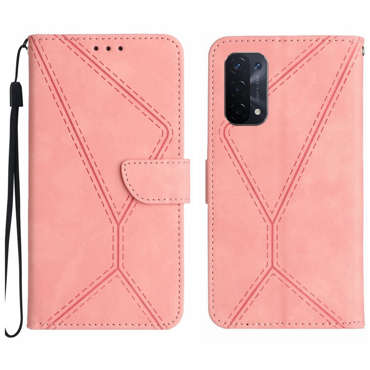 Custodia per telefono in pelle goffrata con cuciture, For OPPO A17 / A17K, For OPPO A54 4G / A16, For OPPO A54 5G / A74 5G, For OPPO A55s JP