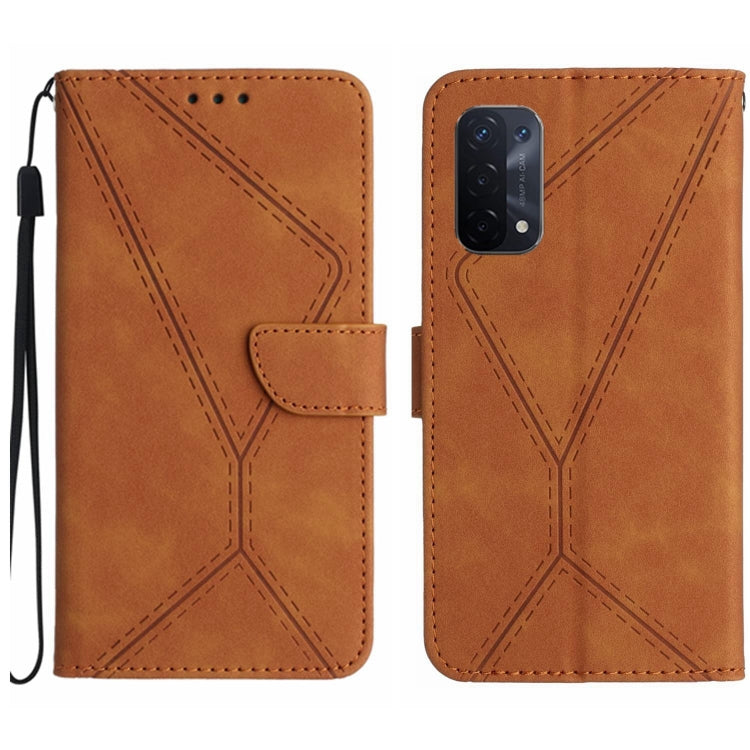Custodia per telefono in pelle goffrata con cuciture, For OPPO A17 / A17K, For OPPO A54 4G / A16, For OPPO A54 5G / A74 5G, For OPPO A55s JP