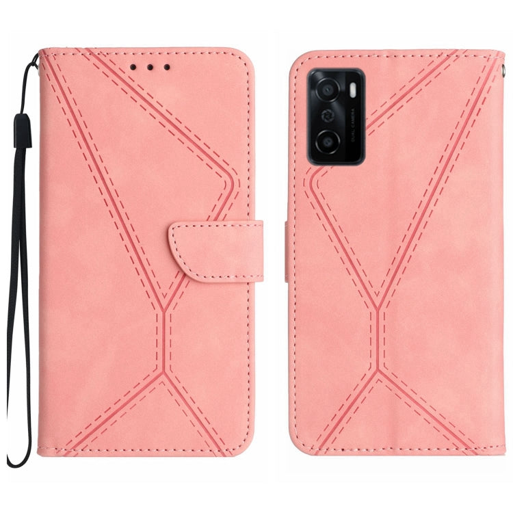Custodia per telefono in pelle goffrata con cuciture, For OPPO A17 / A17K, For OPPO A54 4G / A16, For OPPO A54 5G / A74 5G, For OPPO A55s JP