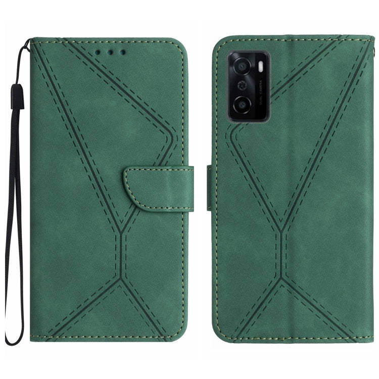 Custodia per telefono in pelle goffrata con cuciture, For OPPO A17 / A17K, For OPPO A54 4G / A16, For OPPO A54 5G / A74 5G, For OPPO A55s JP