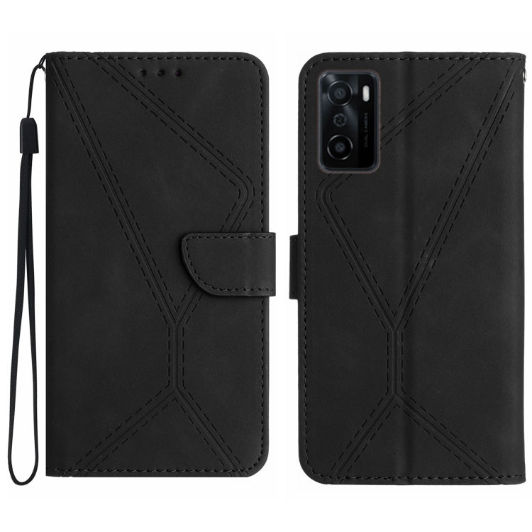 Custodia per telefono in pelle goffrata con cuciture, For OPPO A17 / A17K, For OPPO A54 4G / A16, For OPPO A54 5G / A74 5G, For OPPO A55s JP