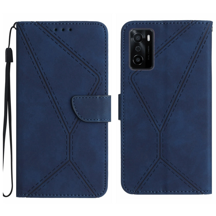 Custodia per telefono in pelle goffrata con cuciture, For OPPO A17 / A17K, For OPPO A54 4G / A16, For OPPO A54 5G / A74 5G, For OPPO A55s JP
