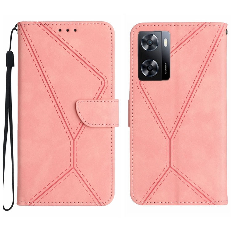 Custodia per telefono in pelle goffrata con cuciture, For OPPO A57 4G / A77 4G, For OPPO A78 5G, For OPPO Reno7 A JP, For OPPO Reno8 4G / Reno7 4G