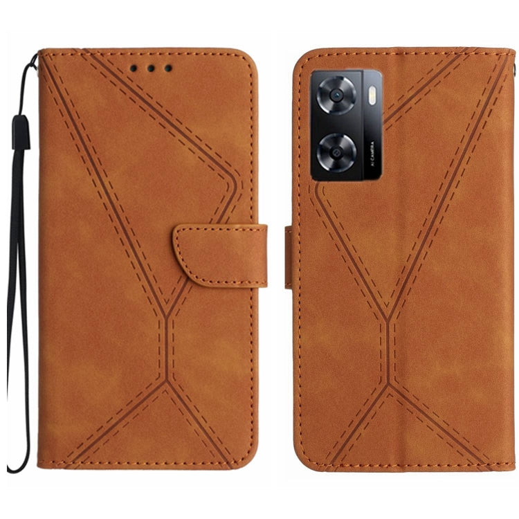 Custodia per telefono in pelle goffrata con cuciture, For OPPO A57 4G / A77 4G, For OPPO A78 5G, For OPPO Reno7 A JP, For OPPO Reno8 4G / Reno7 4G