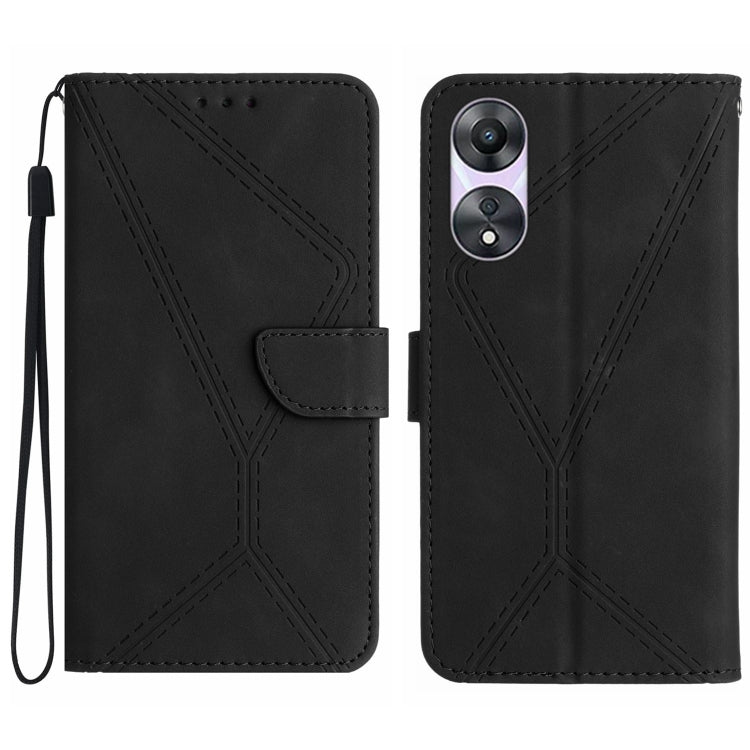 Custodia per telefono in pelle goffrata con cuciture, For OPPO A57 4G / A77 4G, For OPPO A78 5G, For OPPO Reno7 A JP, For OPPO Reno8 4G / Reno7 4G