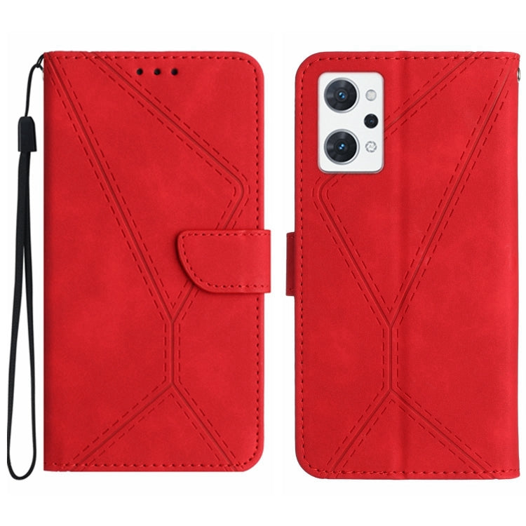 Custodia per telefono in pelle goffrata con cuciture, For OPPO A57 4G / A77 4G, For OPPO A78 5G, For OPPO Reno7 A JP, For OPPO Reno8 4G / Reno7 4G