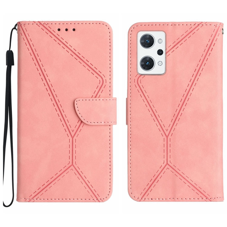 Custodia per telefono in pelle goffrata con cuciture, For OPPO A57 4G / A77 4G, For OPPO A78 5G, For OPPO Reno7 A JP, For OPPO Reno8 4G / Reno7 4G