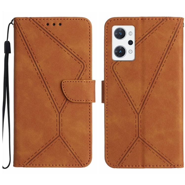 Custodia per telefono in pelle goffrata con cuciture, For OPPO A57 4G / A77 4G, For OPPO A78 5G, For OPPO Reno7 A JP, For OPPO Reno8 4G / Reno7 4G