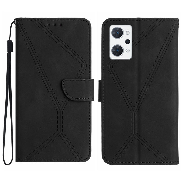 Custodia per telefono in pelle goffrata con cuciture, For OPPO A57 4G / A77 4G, For OPPO A78 5G, For OPPO Reno7 A JP, For OPPO Reno8 4G / Reno7 4G