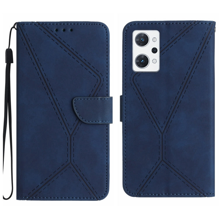 Custodia per telefono in pelle goffrata con cuciture, For OPPO A57 4G / A77 4G, For OPPO A78 5G, For OPPO Reno7 A JP, For OPPO Reno8 4G / Reno7 4G