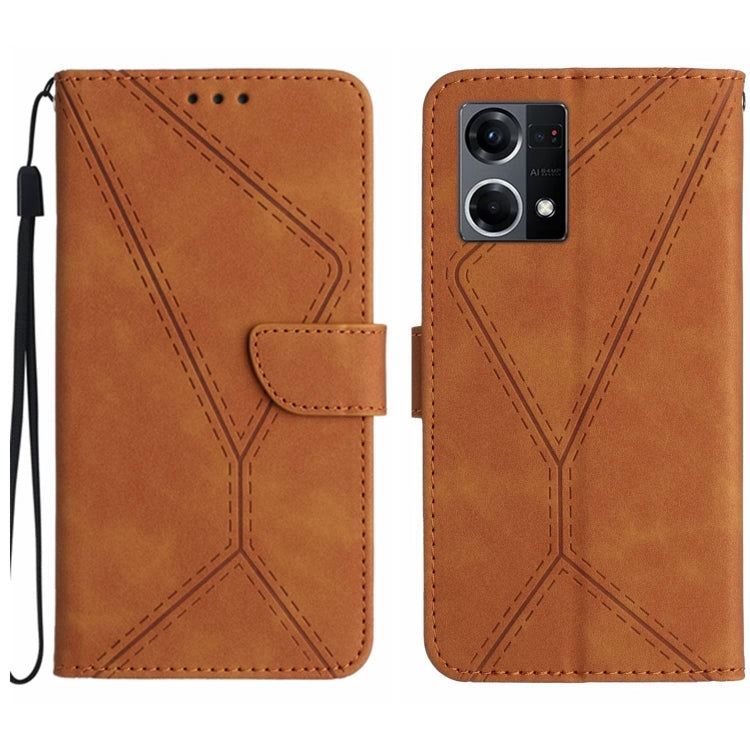 Custodia per telefono in pelle goffrata con cuciture, For OPPO A57 4G / A77 4G, For OPPO A78 5G, For OPPO Reno7 A JP, For OPPO Reno8 4G / Reno7 4G