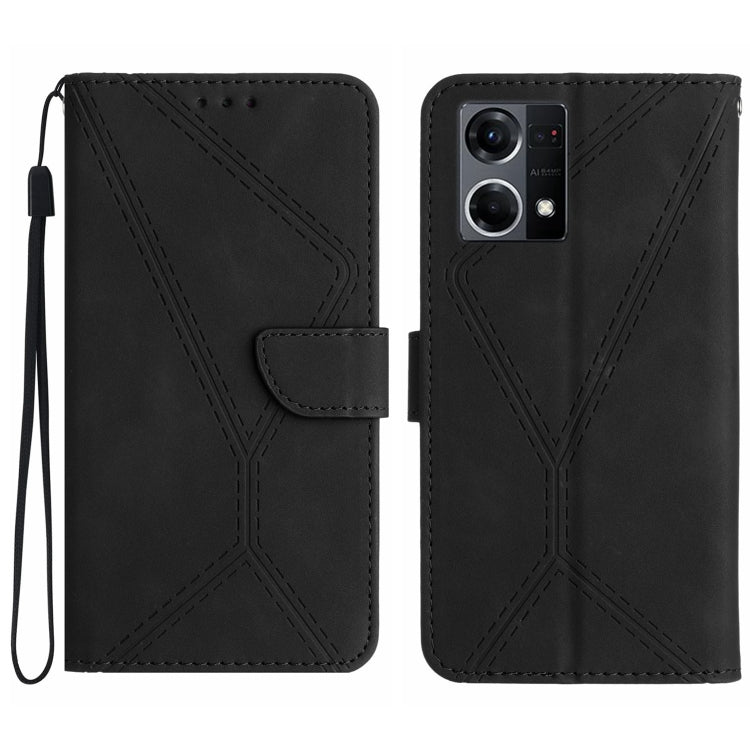 Custodia per telefono in pelle goffrata con cuciture, For OPPO A57 4G / A77 4G, For OPPO A78 5G, For OPPO Reno7 A JP, For OPPO Reno8 4G / Reno7 4G