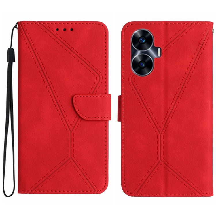 Custodia per telefono in pelle goffrata con cuciture, For Realme C31, For Realme C55, For Realme 9i / OPPO A36 4G, For Realme 10 4G