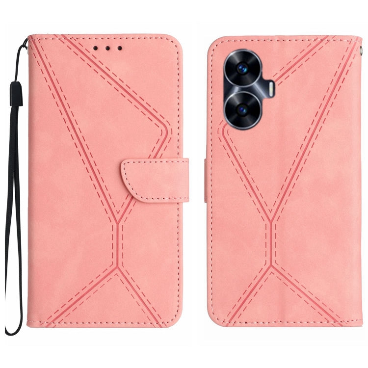 Custodia per telefono in pelle goffrata con cuciture, For Realme C31, For Realme C55, For Realme 9i / OPPO A36 4G, For Realme 10 4G