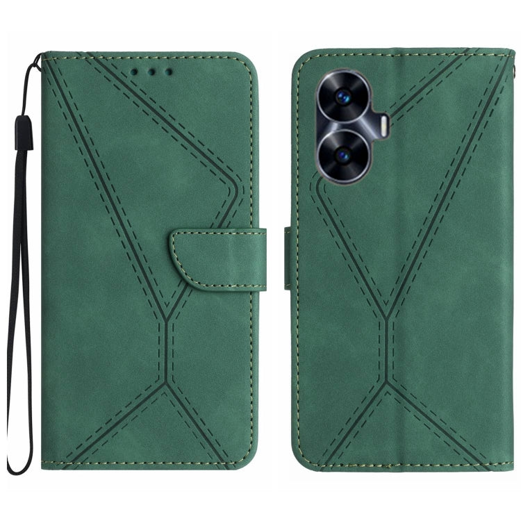Custodia per telefono in pelle goffrata con cuciture, For Realme C31, For Realme C55, For Realme 9i / OPPO A36 4G, For Realme 10 4G