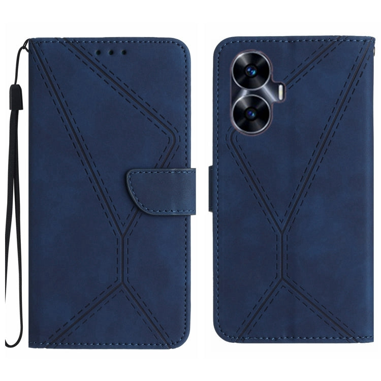 Custodia per telefono in pelle goffrata con cuciture, For Realme C31, For Realme C55, For Realme 9i / OPPO A36 4G, For Realme 10 4G
