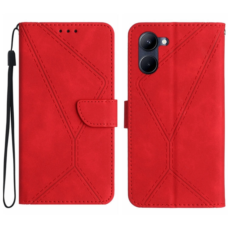 Custodia per telefono in pelle goffrata con cuciture, For Realme 10 5G / 9i 5G, For Realme 10 Pro+, For Realme C33 2023 / 2022, For Realme C35
