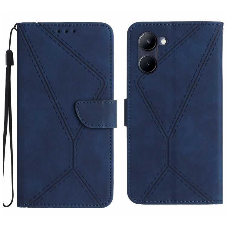Custodia per telefono in pelle goffrata con cuciture, For Realme 10 5G / 9i 5G, For Realme 10 Pro+, For Realme C33 2023 / 2022, For Realme C35