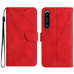 Custodia per telefono in pelle goffrata con cuciture, For Sony Xperia 1 III, For Sony Xperia 1 IV, For Sony Xperia 1 V, For Sony Xperia 5 III