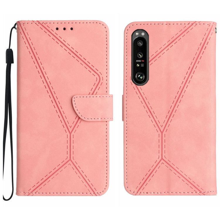 Custodia per telefono in pelle goffrata con cuciture, For Sony Xperia 1 III, For Sony Xperia 1 IV, For Sony Xperia 1 V, For Sony Xperia 5 III