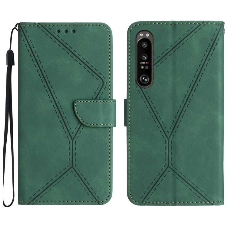 Custodia per telefono in pelle goffrata con cuciture, For Sony Xperia 1 III, For Sony Xperia 1 IV, For Sony Xperia 1 V, For Sony Xperia 5 III